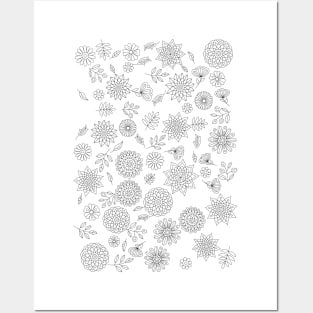 Chaotic Flowers Pattern Posters and Art